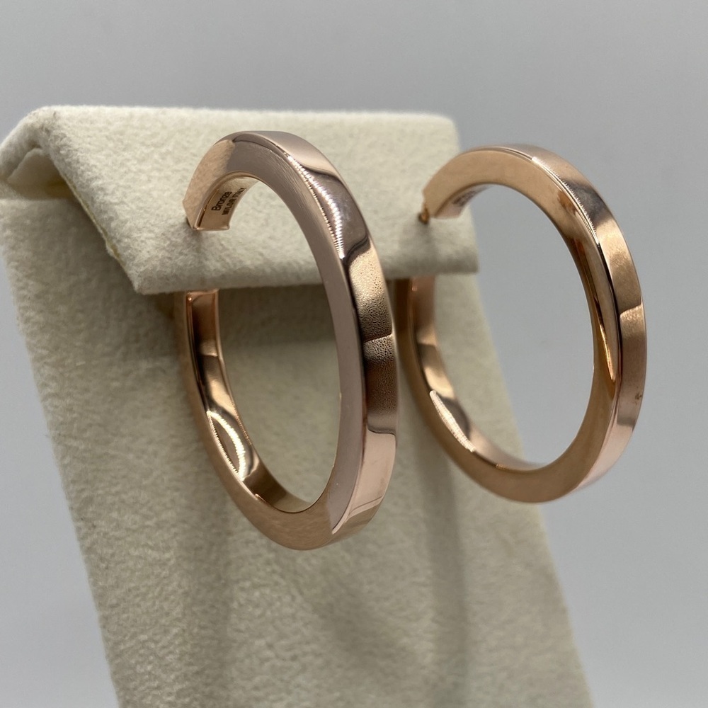 Milor Italy Rose Bronze Square Tube Hoop Earrings Minimalist New Preppy